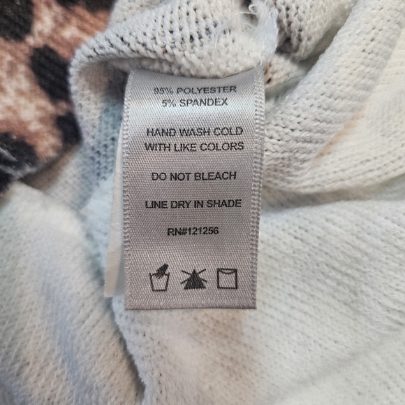 Boho Paisley Leopard Print Knit Mini Dress Size M Long Sleeve Stretch - Picture 5 of 10